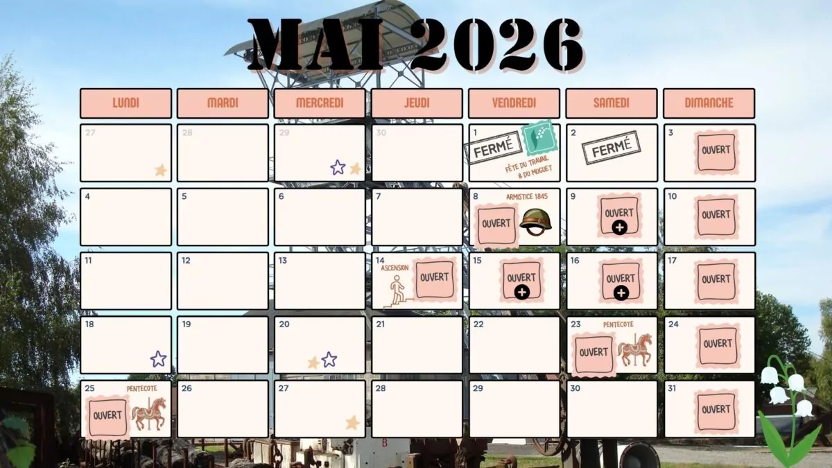 Calendrier ouvertures mai 2026